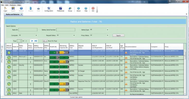 Motorola IMPRES Battery Management Software